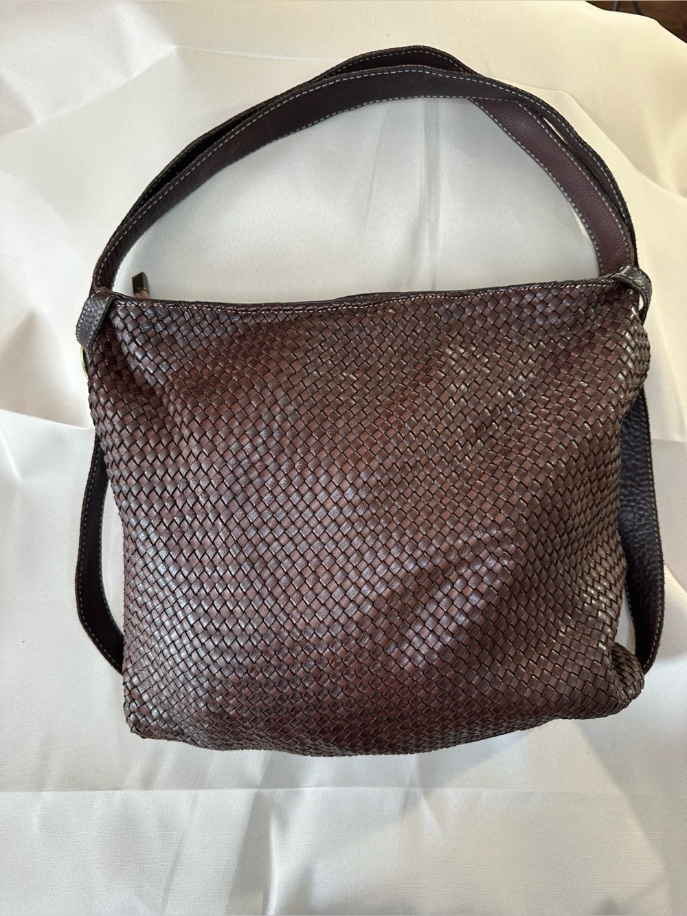 Tulipani Italian Woven Leather Convertible Backpack Shoulder Bag Brown